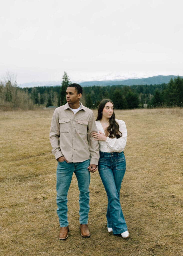 editorial couple in a field in washington