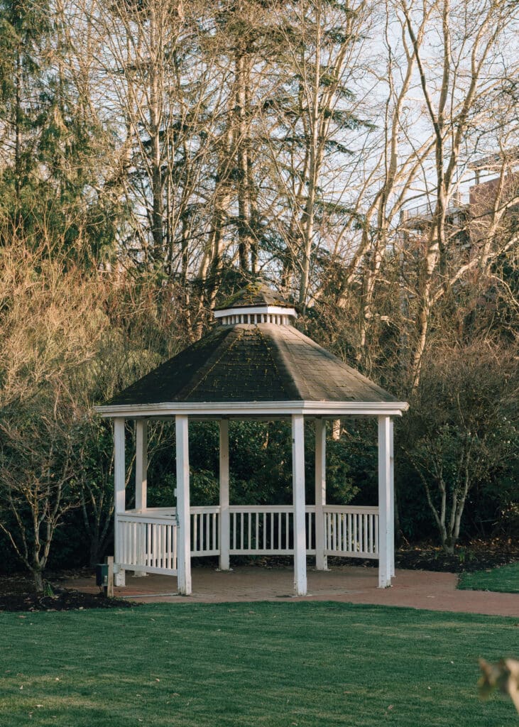 gazebo outside during golden hour for Issaquah barn wedding