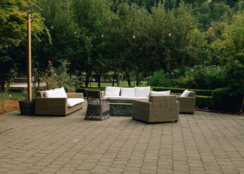 patio at fox hollow farm for cocktail hour space 