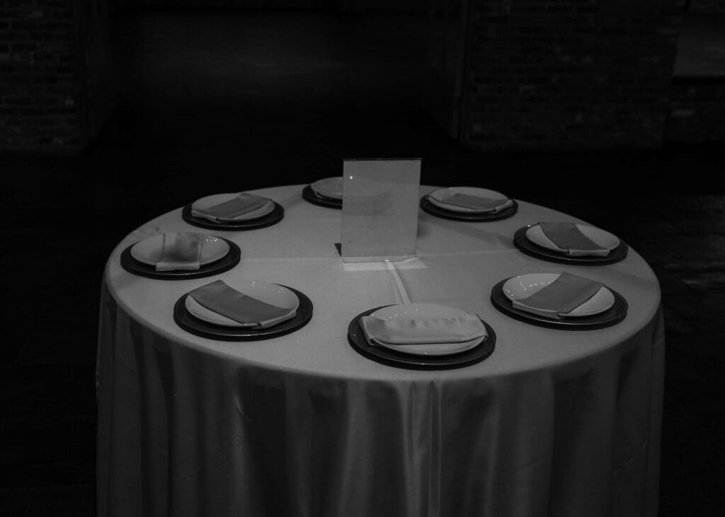 table set with plates at tacoma wedding venue 