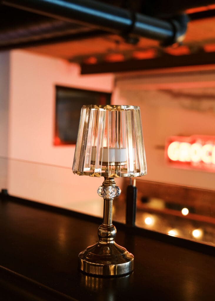 small lamp on a bar at The Press Room