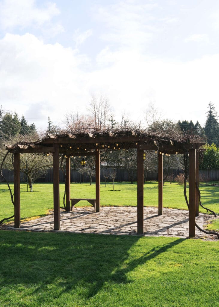 pavilion with vines outside at Vickery Gardens 