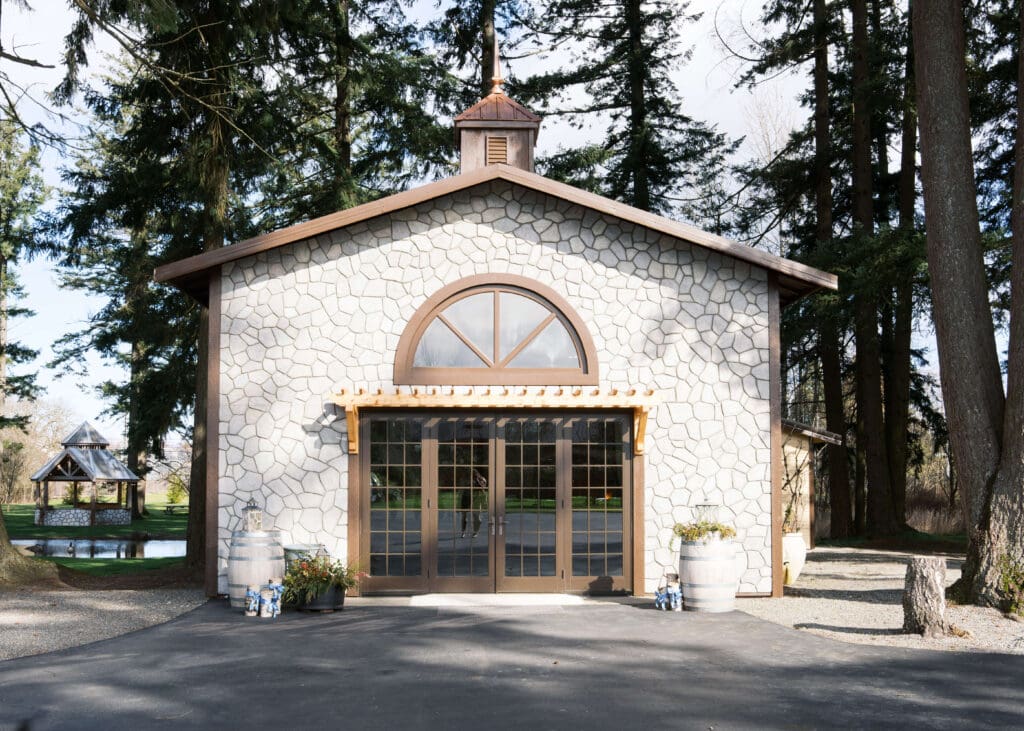 outdoor rustic chapel at Vickery Gardens