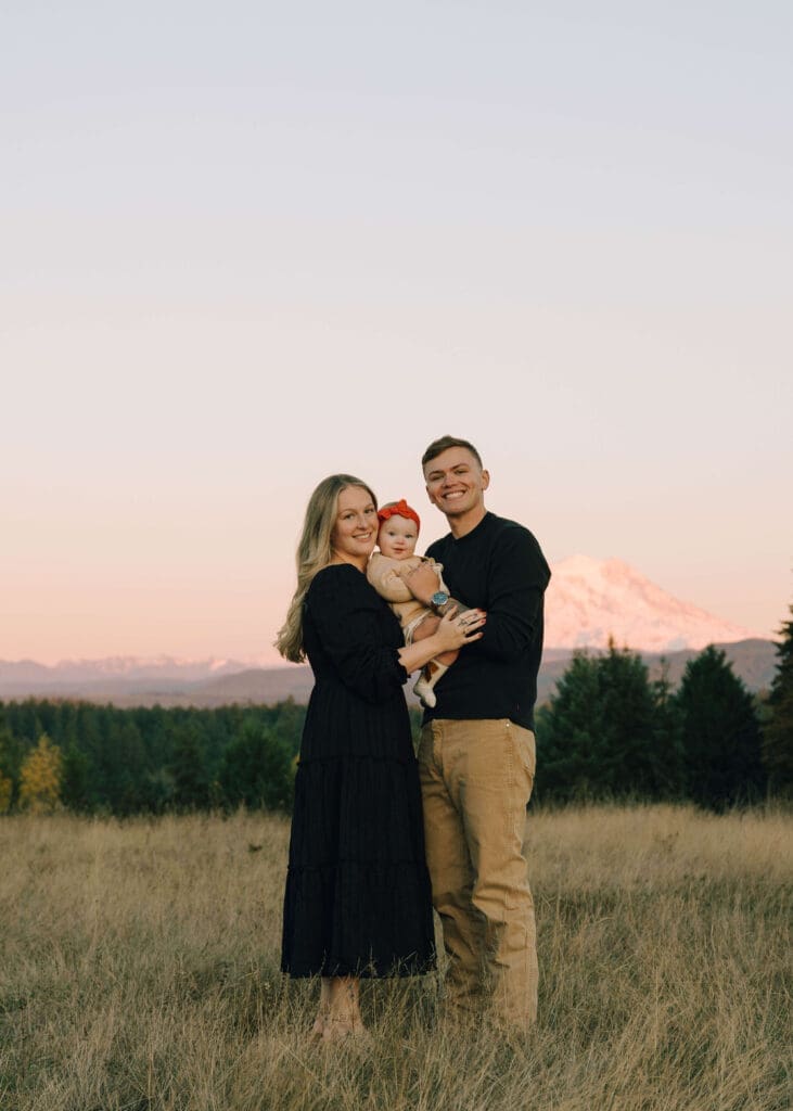family posing with baby for Tanwax country chapel family photos 