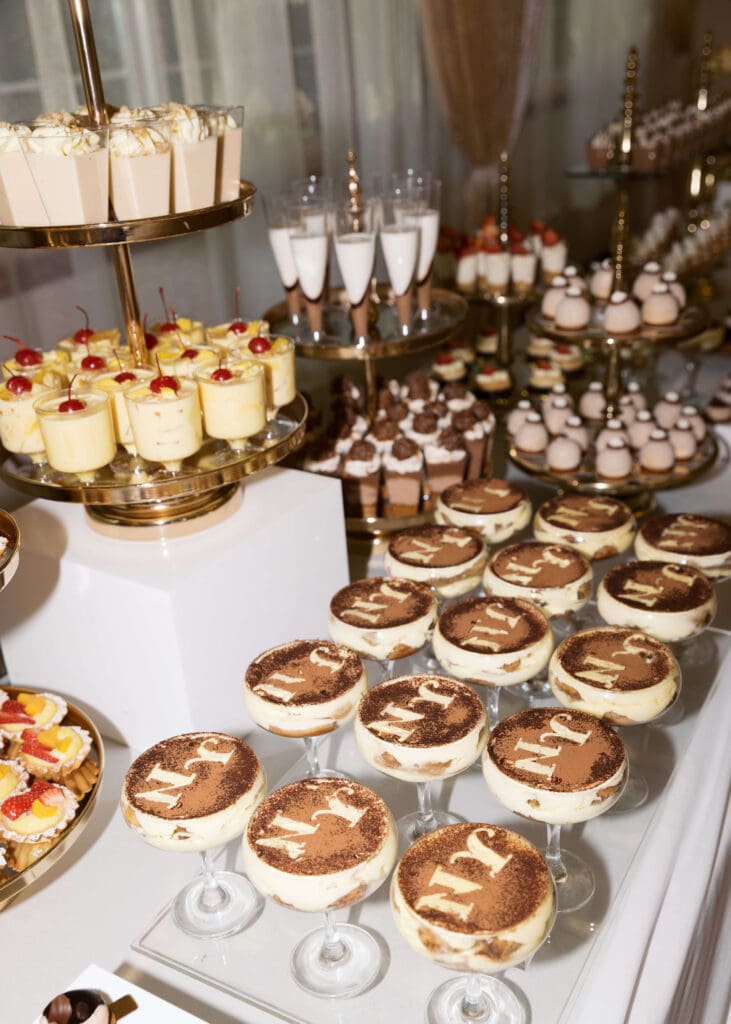 fancy desserts displayed at Atelier Tacoma wedding venue